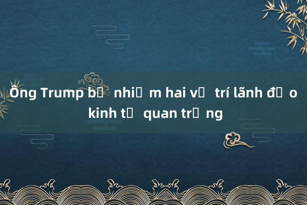 Ông Trump bổ nhiệm hai vị trí lãnh đạo kinh tế quan trọng