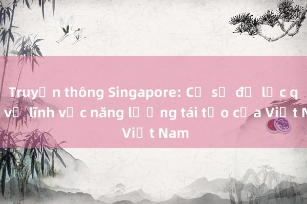 Truyền thông Singapore: Cơ sở để lạc quan về lĩnh vực năng lượng tái tạo của Việt Nam