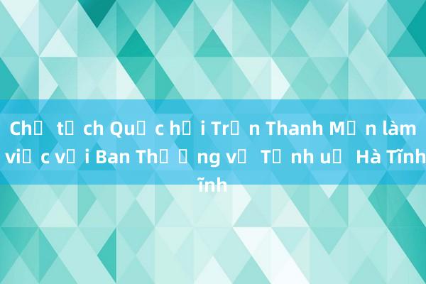 Chủ tịch Quốc hội Trần Thanh Mẫn làm việc với Ban Thường vụ Tỉnh uỷ Hà Tĩnh